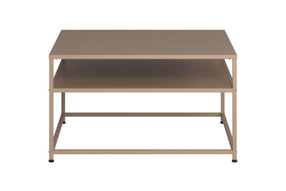 Moderner Couchtisch DURA STEEL 70cm greige Metall mit Ablagefach