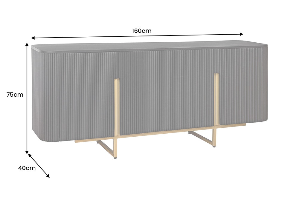 Massives Sideboard GATSBY 160cm schwarz gold Mangoholz Retro handmade