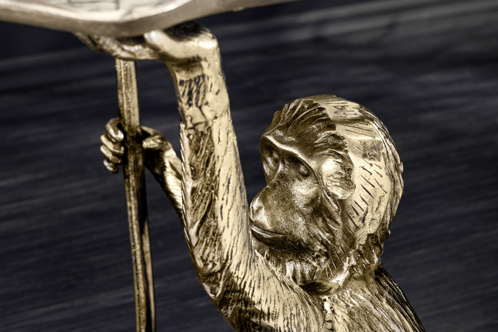 Design Beistelltisch WILDLIFE MONKEY 60cm gold antik Metall handmade