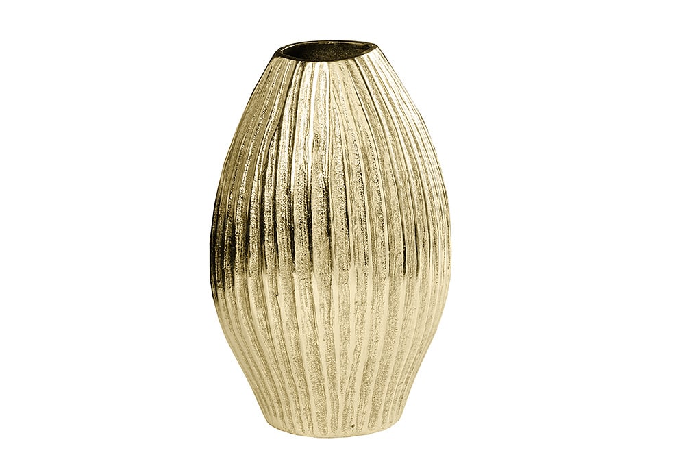 Handgefertigte Deko-Vase ELEGANCE 35cm gold antik Metall Hammerschlag Design