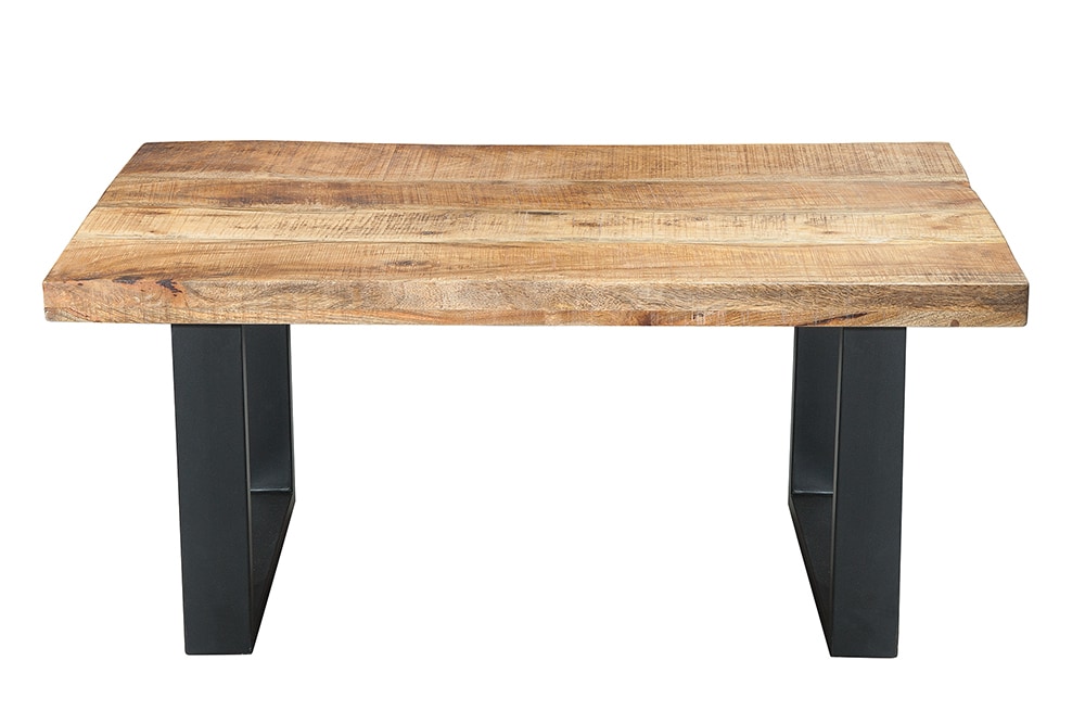 Design Couchtisch IRON CRAFT 100cm Mangoholz Eisen Industrial Design massiv schwarzes Gestell