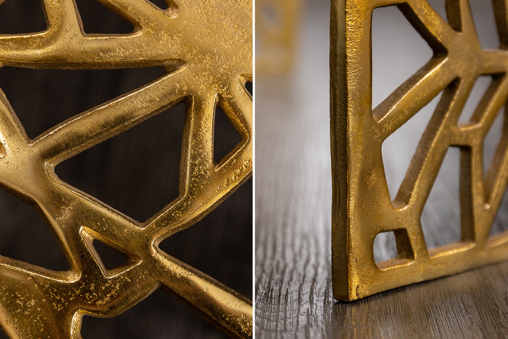 Handgearbeiteter Couchtisch ABSTRACT 60cm Alu gold im Gap Design