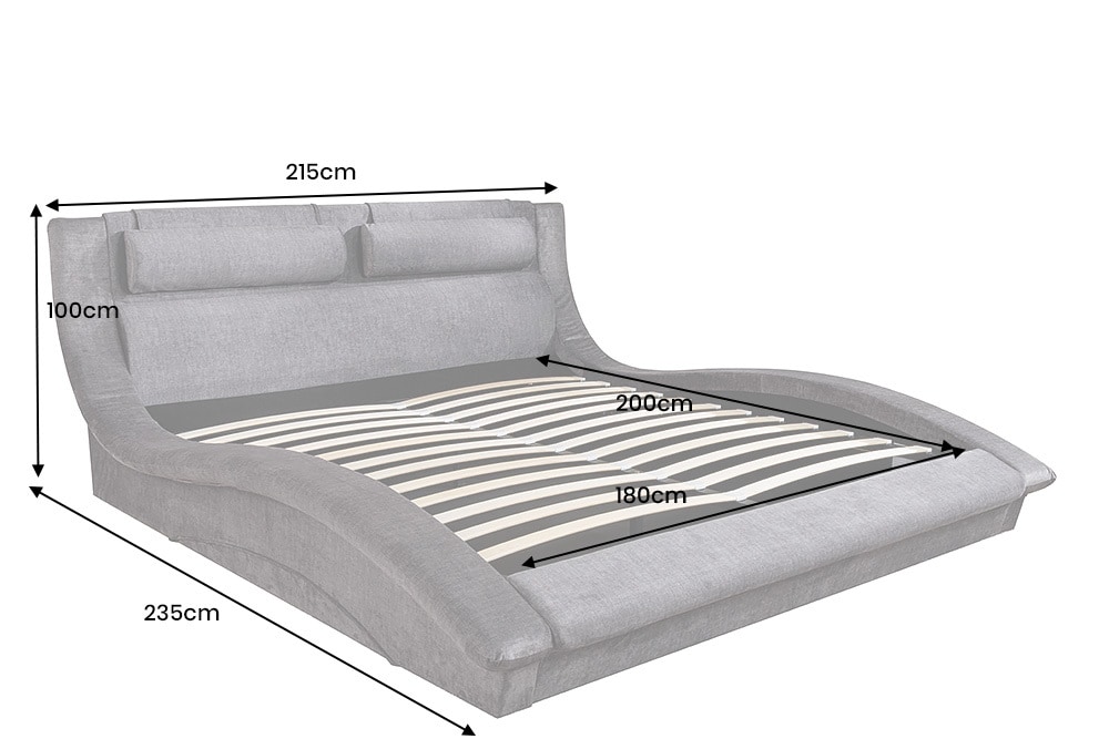 Boxbett SWING 180x200cm grau Vogue Seiden Samtstoff inkl. Stauraum und Lattenrost