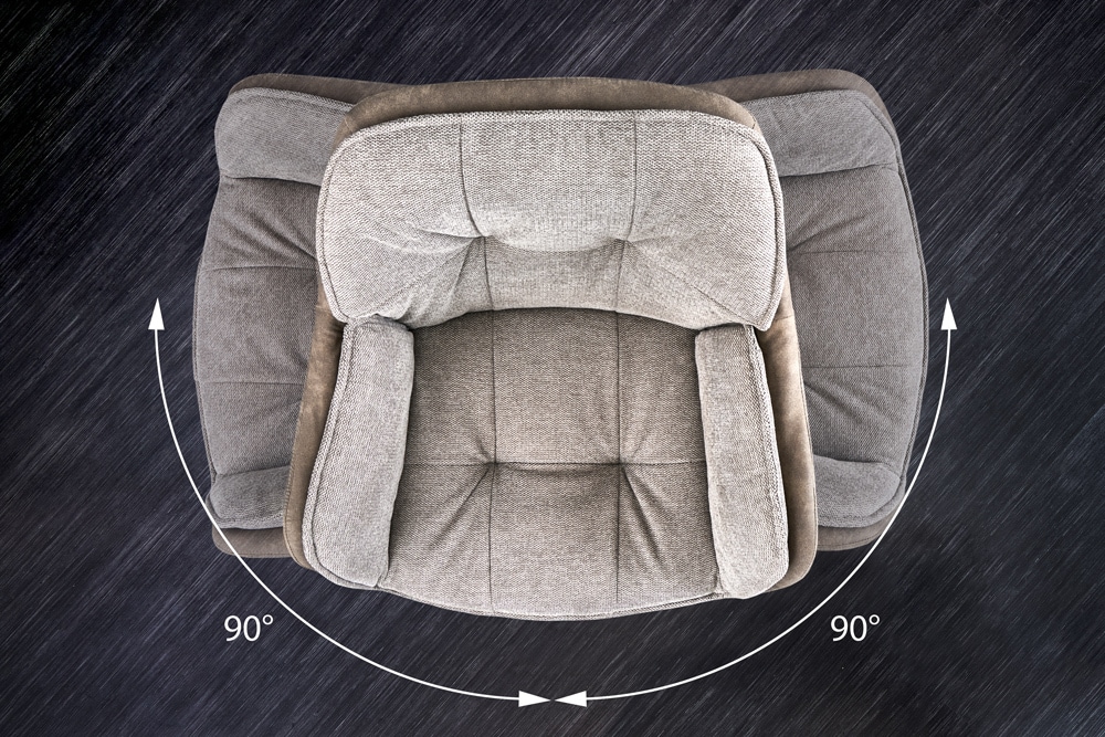Drehbarer Design Stuhl MR. LOUNGER vintage taupe Microfaser mit Armlehne