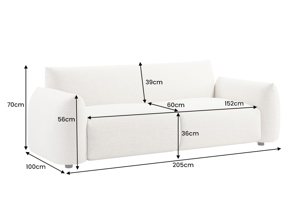 In- und Outdoor Sofa SEAHAWK 205cm creme Aluminium Olefin wetterfest 2-Sitzer Couch