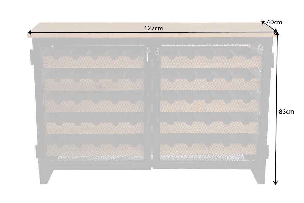 Industrial Weinschrank BODEGA 130cm recyceltes Pinienholz natur Weinregal für 55 Flaschen