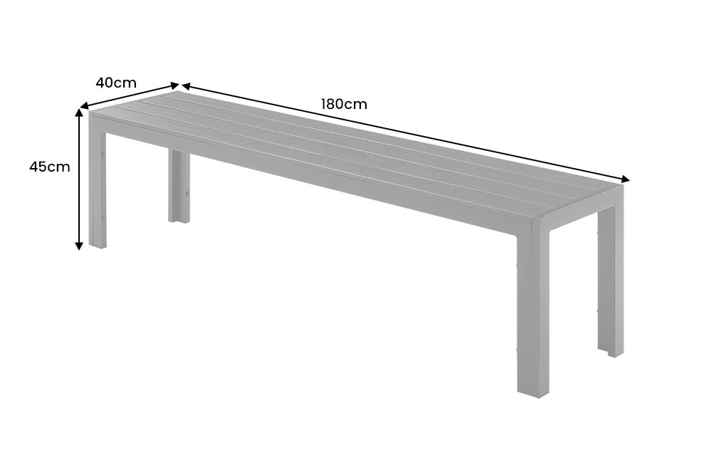 Moderne Gartenbank DESIGNO 180cm anthrazit schwarz Aluminium wetterfest Outdoor Sitzbank
