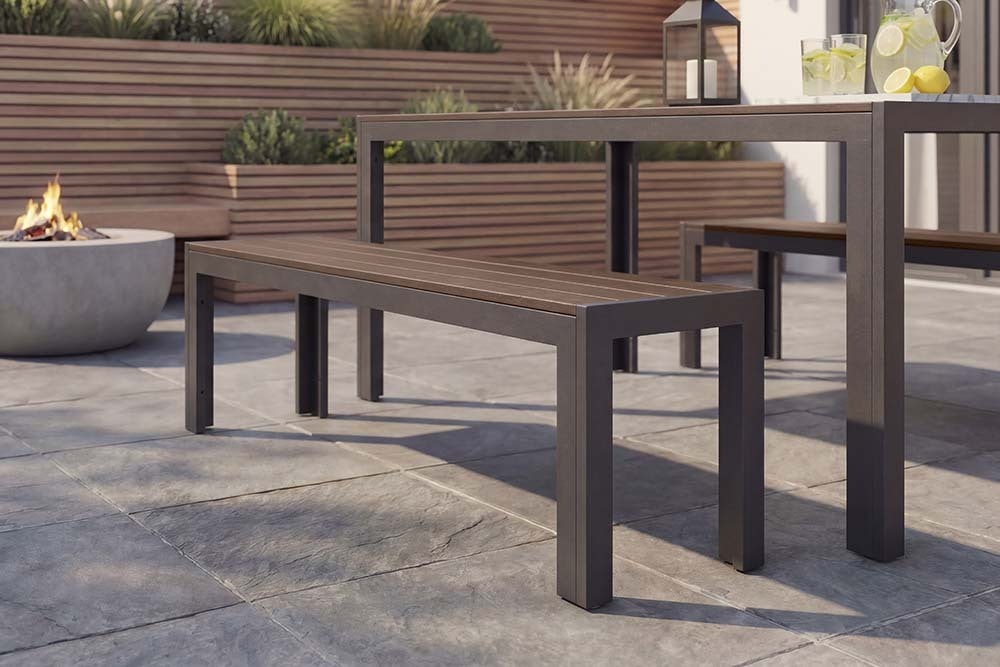 Moderner Gartentisch DESIGNO 205cm dunkelbraun schwarz Aluminium wetterfest