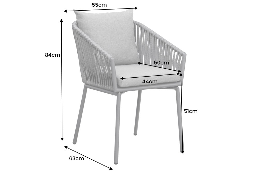 Moderner Stuhl ROPE beige anthrazit Aluminium Gartensessel inkl. Kissen In- und Outdoor