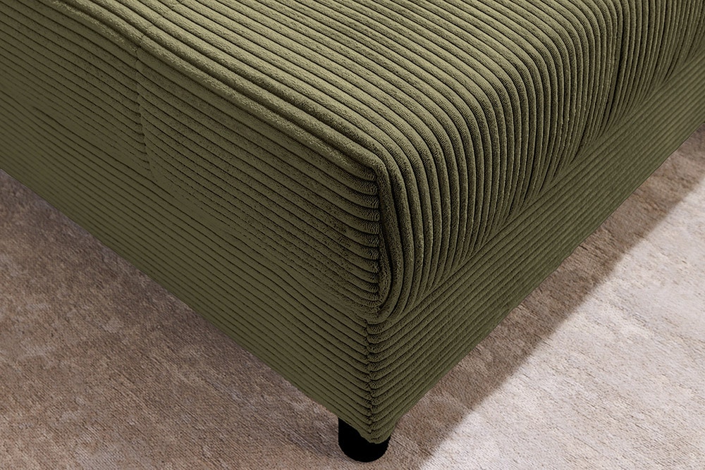 Moderne XXL Wohnlandschaft KENT 305cm grün Cord Bigsofa inkl. Hocker Federkern