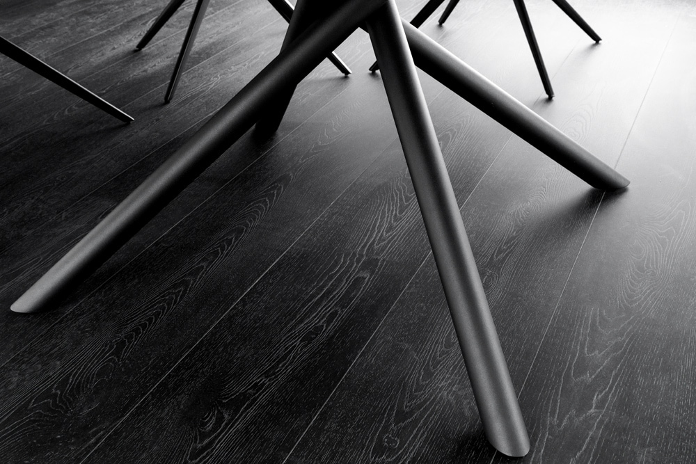 Ausziehbarer Esstisch MIKADO 120-160cm weiß Keramik oval schwarz Sterngestell