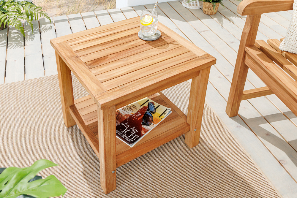 Massiver Beistelltisch EMPIRE TEAK 50cm natur Teakholz