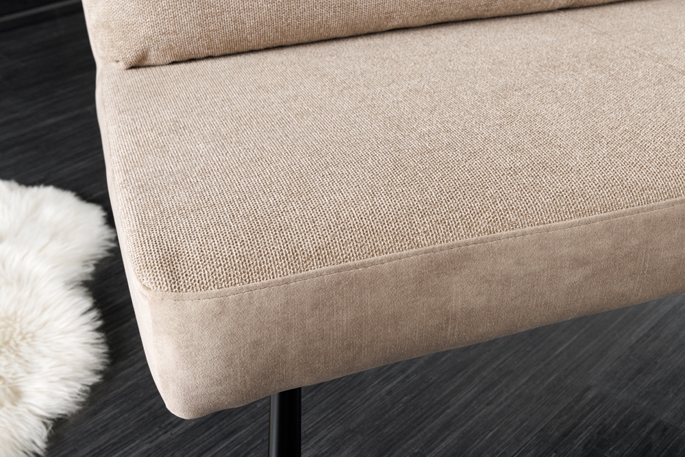 Moderne Sitzbank BIG GEORGE 160cm champagner beige Samt Strukturstoff Taschenfederkern
