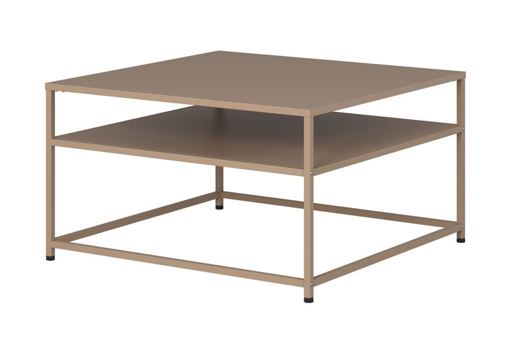 Moderner Couchtisch DURA STEEL 70cm greige Metall mit Ablagefach