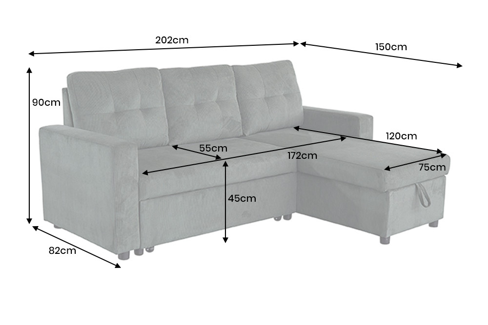 Ecksofa mit Schlaffunktion APARTMENT beidseitig aufbaubar grün Cord inkl. Stauraum