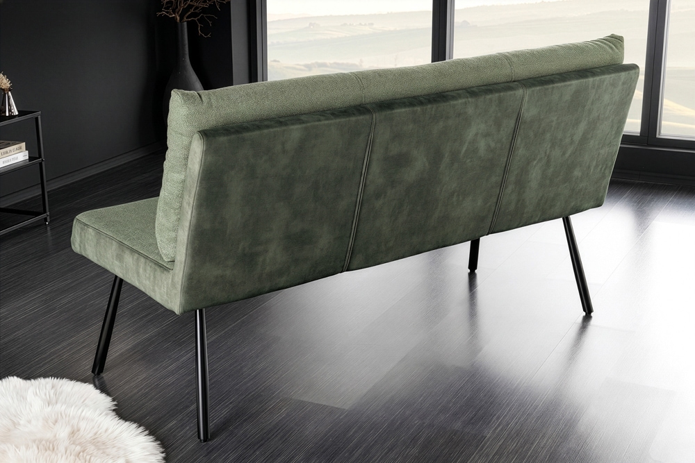 Gepolsterte Sitzbank BIG GEORGE 160cm grün Samt Strukturstoff Taschenfederkern schwarz