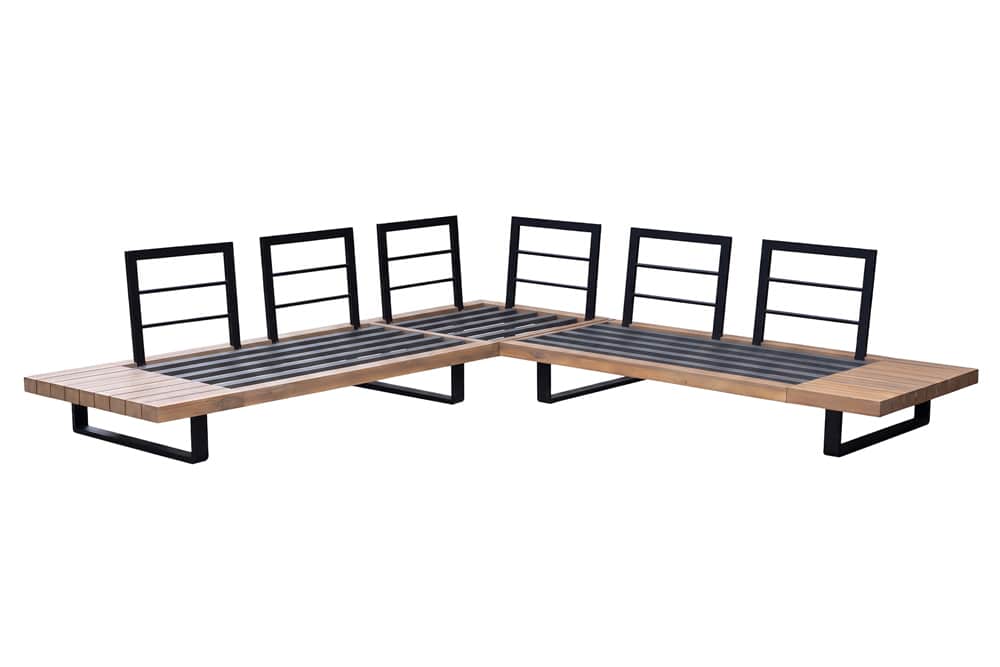 Wetterfestes Gartenlounge Set ST. BARTH 255cm grau natur Akazie Sitzecke inkl. Tisch und Kissen