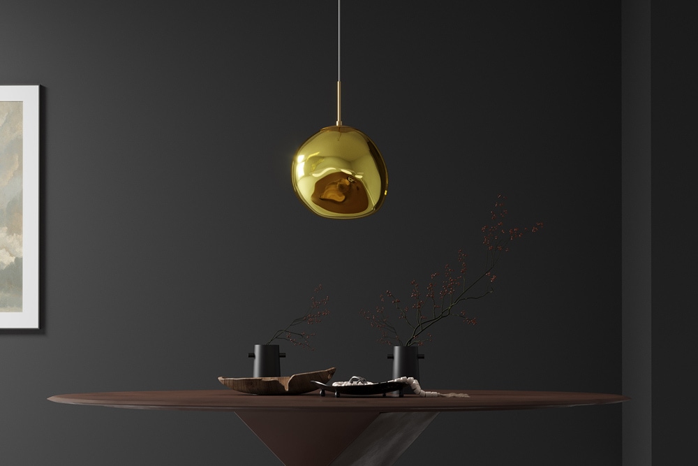 Runde Hängelampe LIQUID DIAMOND 20cm gold Glas Stahl Kugelleuchte