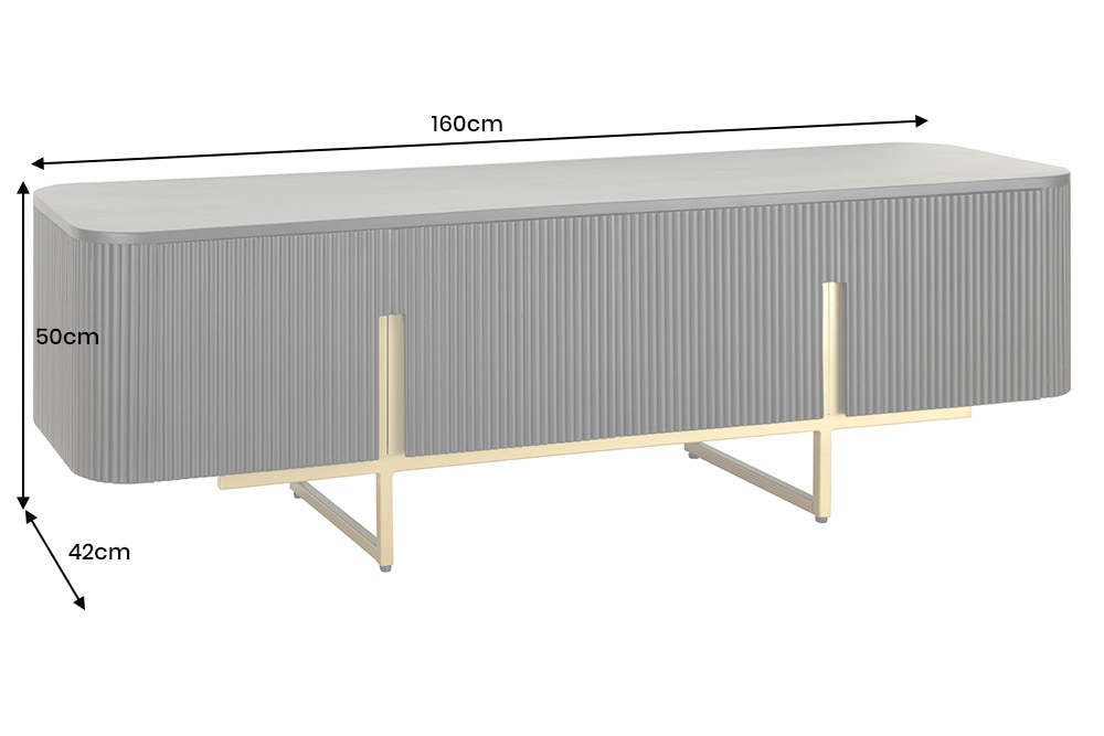 Massives TV-Board GATSBY 160cm schwarz gold Mangoholz Retro Lowboard