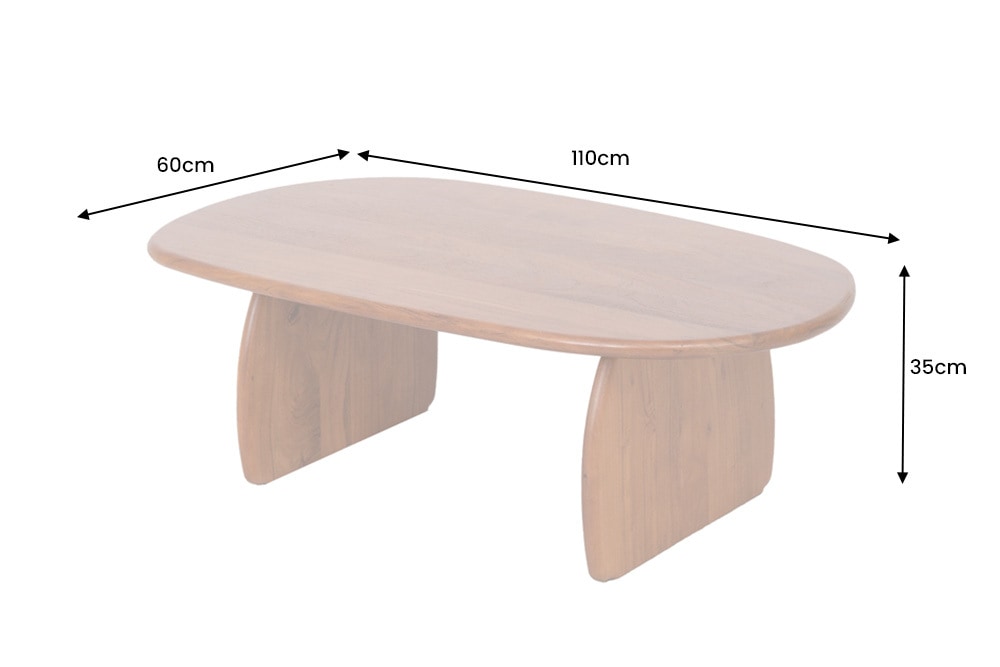 Design Couchtisch SCULPTURA 110cm braun Akazienholz organische Form