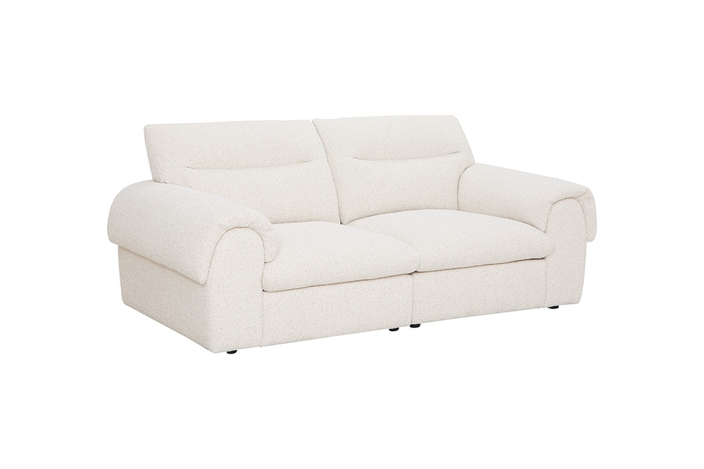 3-Sitzer Sofa SIXTH SENSE 210cm beige Bouclé-Strickstoff mit Nosagfederung und Daunenfedern