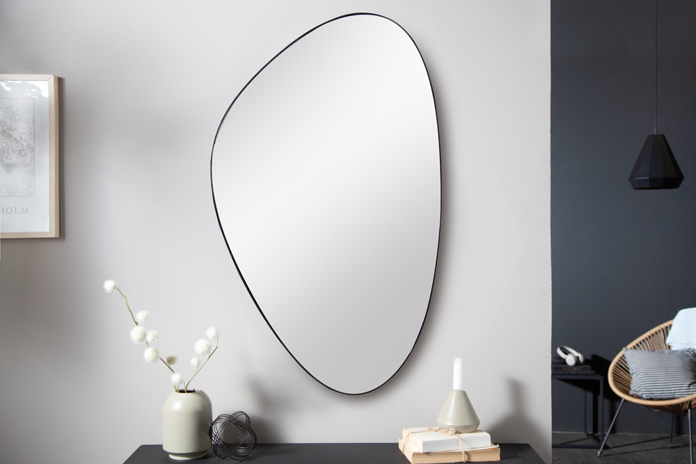 Moderner Wandspiegel NOEMI 90cm schwarz asymmetrisches Design