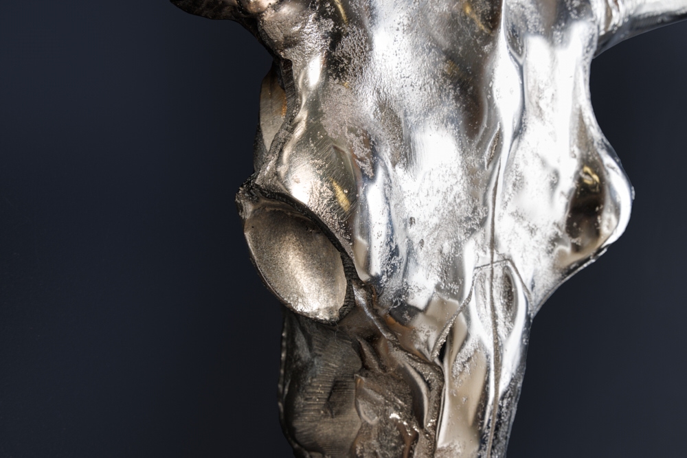 Design Schädel MATADOR 70cm silber Aluminium Wanddekoration