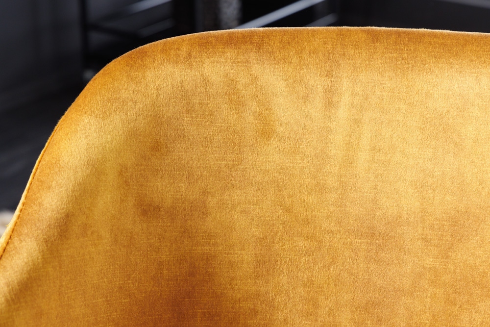 Design Stuhl VOGUE senfgelb Samt schwarze Metallbeine
