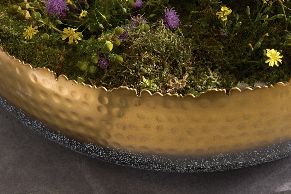 Handgearbeitete Deko Schale ORIENT 52cm gold mit Patina im Classic Hammerschlag Design