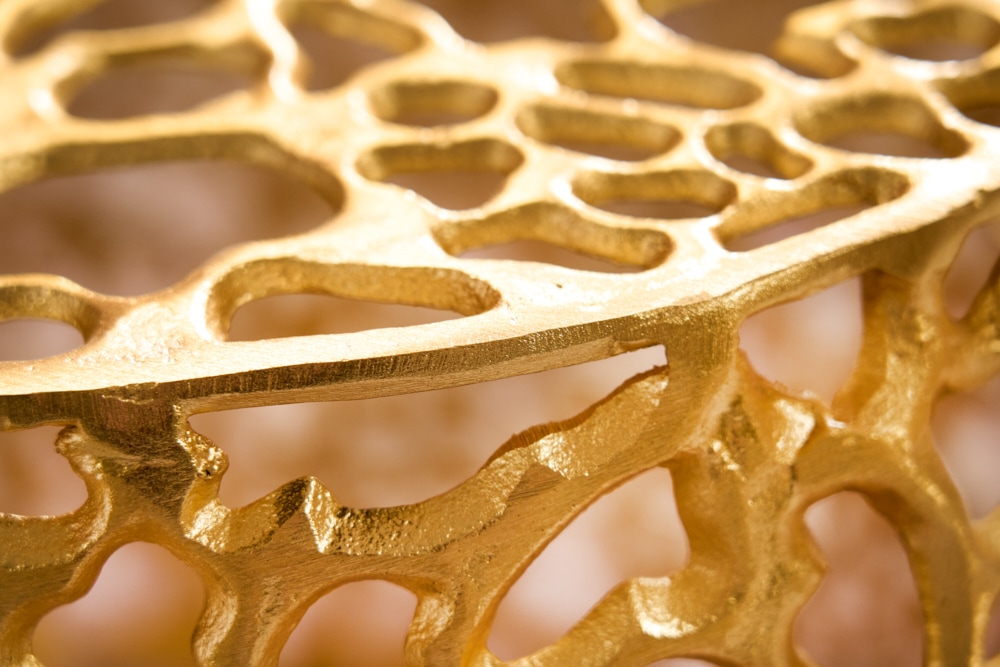 Runder Couchtisch ABSTRACT LEAF 50cm gold Metall filigrane Handarbeit Vintage Design