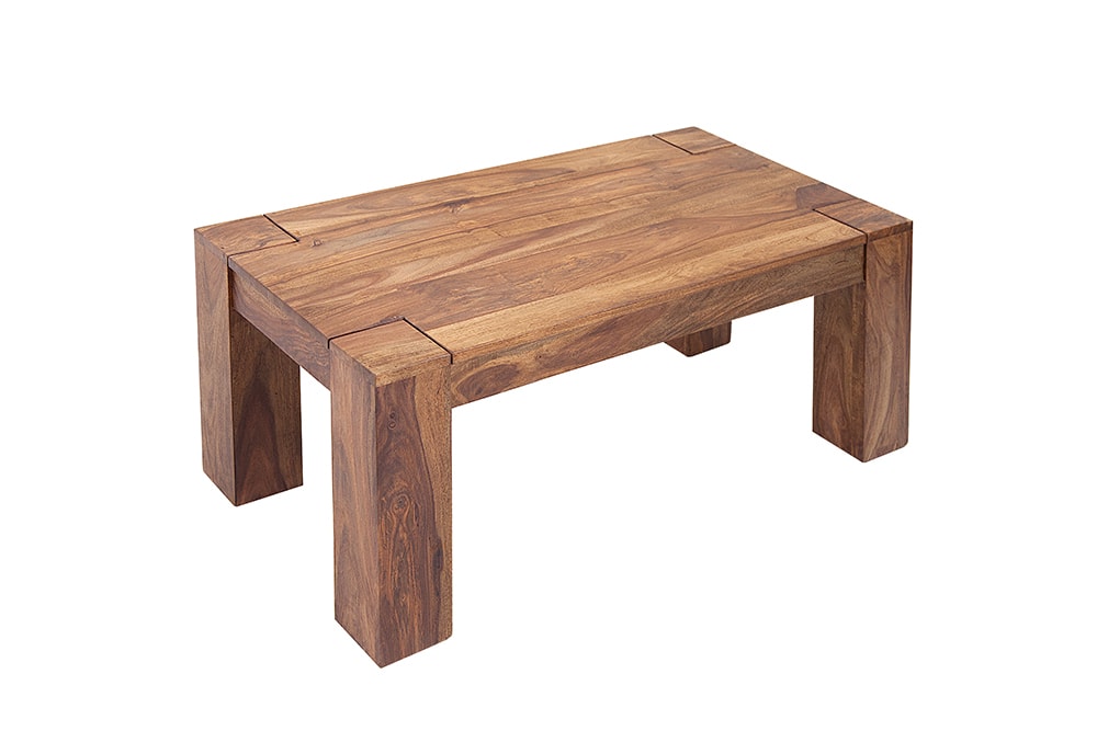 Massivholz Couchtisch MAKASSAR 100cm braun Sheesham stone finish einzigartige Maserung