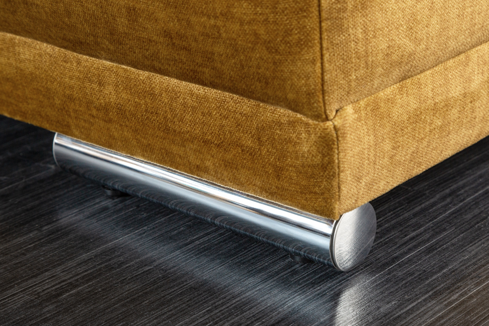 Extravaganter Hocker ELEGANCIA 110cm senfgelb Vogue Velours Samt mit Ziersteppung