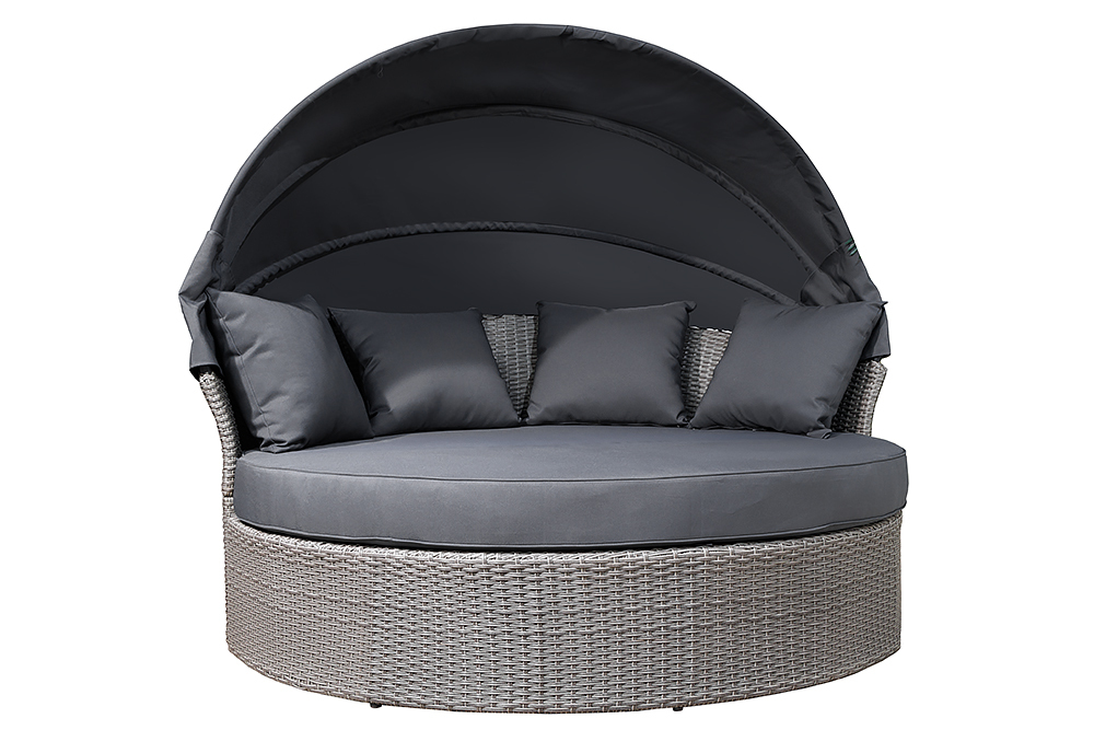 Outdoor Sonneninsel PLAYA LIVING 165cm grau Polyrattan Aluminium inkl. Kissen wetterfest