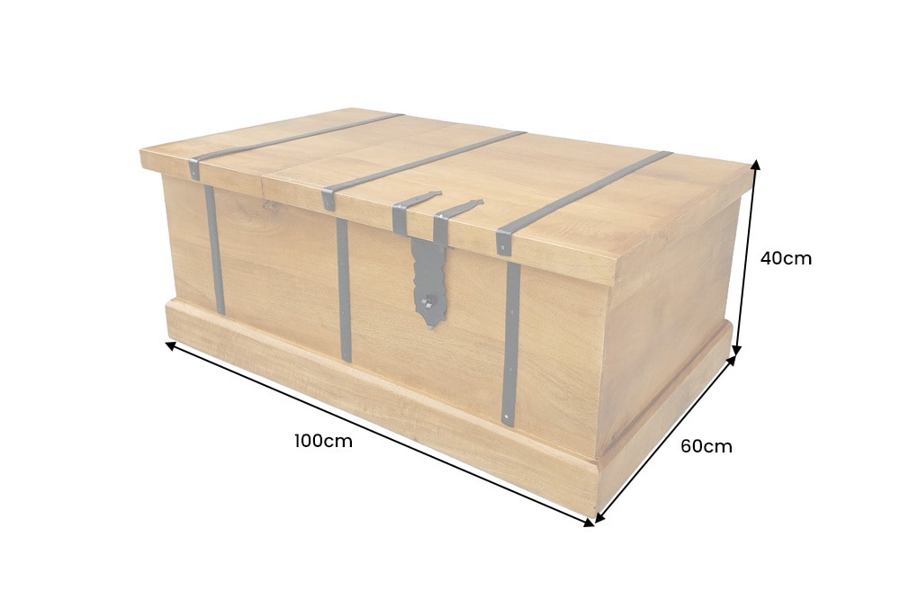 Massiver Couchtisch BODEGA 100cm braun honey finish Mangoholz Hausbar Truhe Stauraum