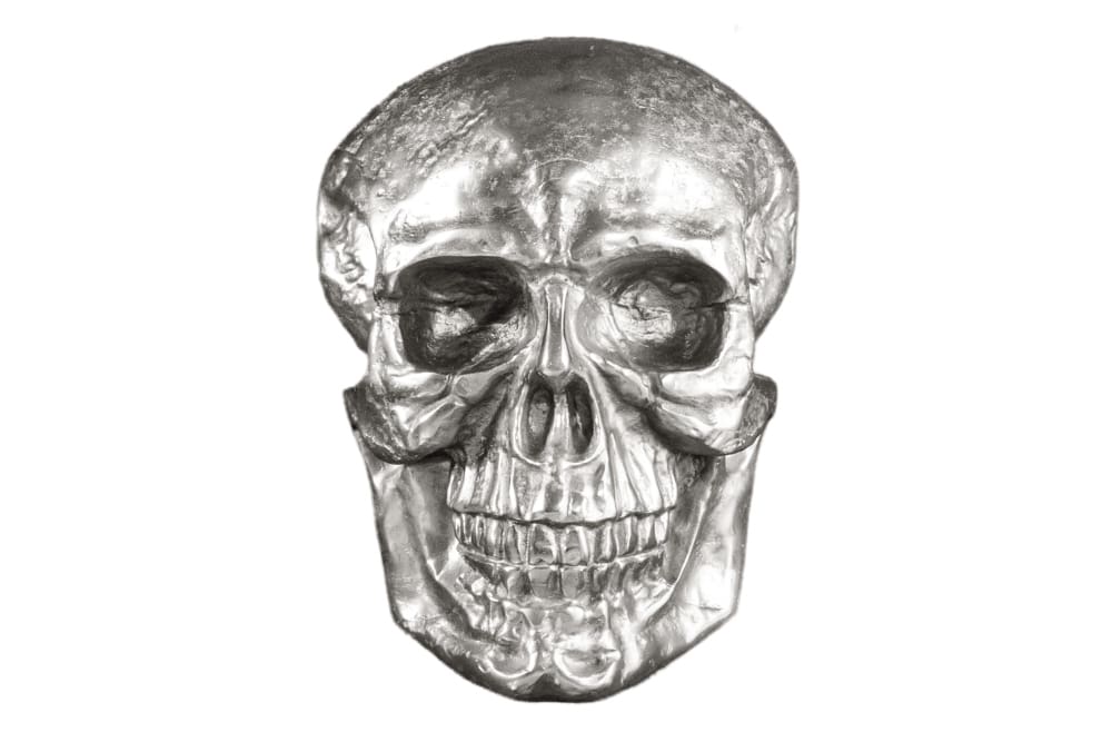 Exklusive Wandskulptur SKULL XXL 40cm silber Deko Totenkopf