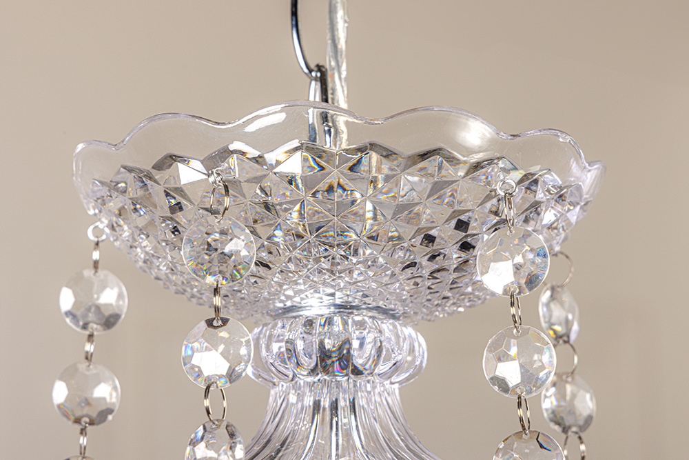 Design Kronleuchter CRYSTAL XL 80cm klar Acryl 15-armig Lüster schwarz mit Schirmen