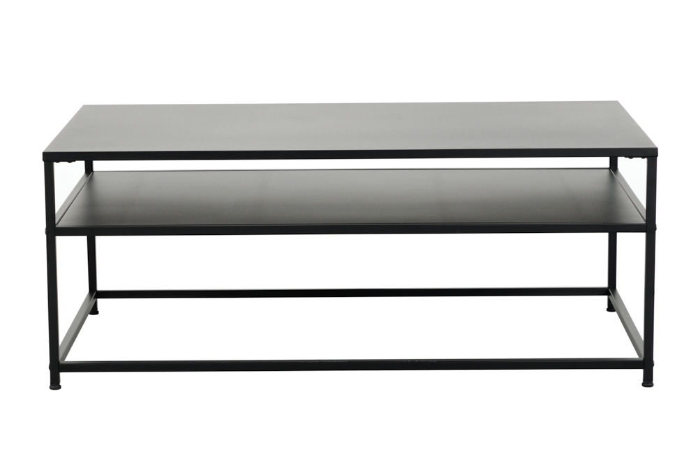 Moderner Couchtisch DURA STEEL 100cm schwarz Metall mit Ablagefach