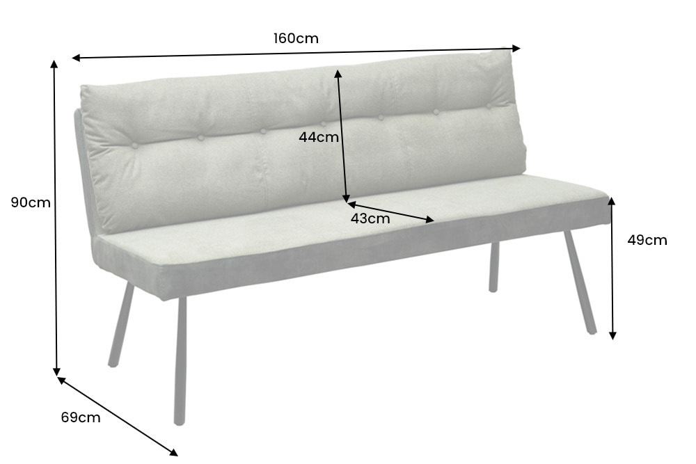 Gepolsterte Sitzbank BIG GEORGE 160cm grün Samt Strukturstoff Taschenfederkern schwarz