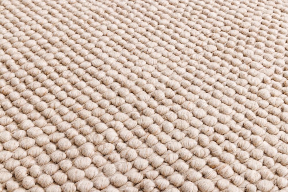 Design Teppich WOOL 150cm beige rund Wolle Handarbeit