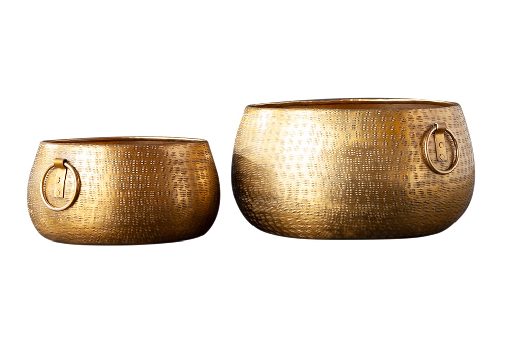 Handgefertigte Schalen 2er Set ORIENT gold Blumentopf im Hammerschlagdesign