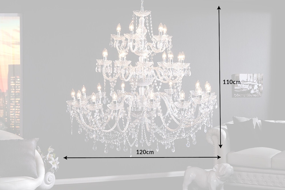Design Kronleuchter CRYSTAL XXL 120cm klar Acryl 30-armig Kristall-Lampe