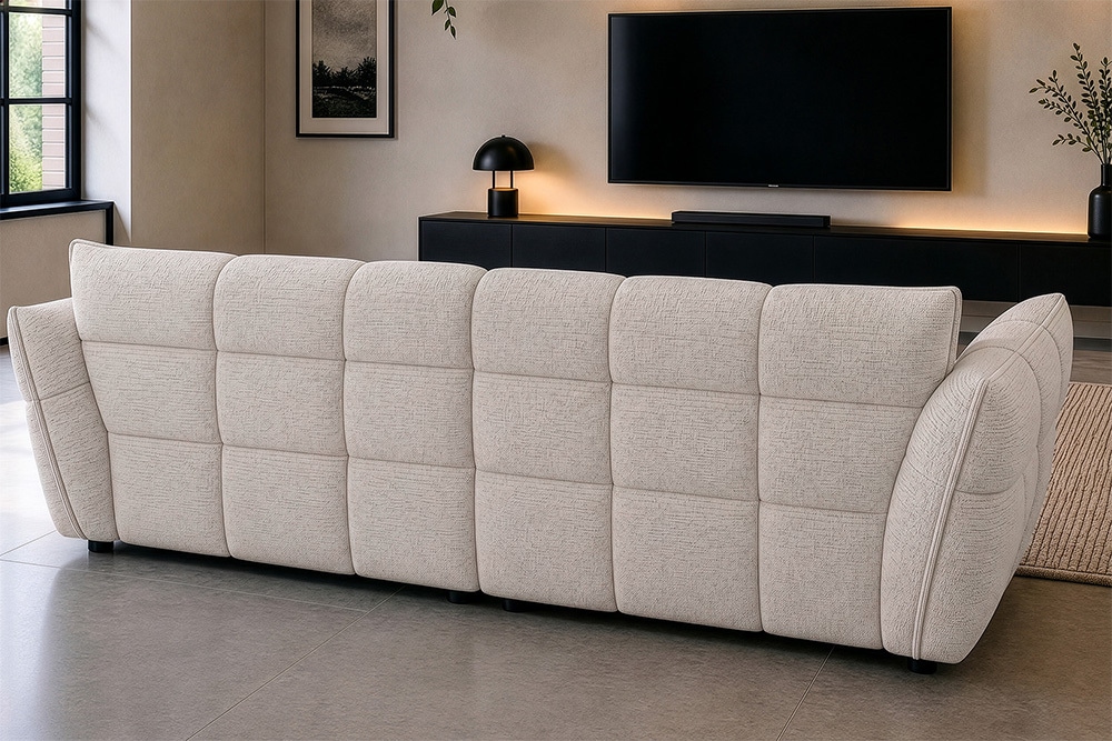 XXL Sofa CLOUD 260cm beige Bouclé Tweed Soft Bigsofa Federkern inkl. Kissen