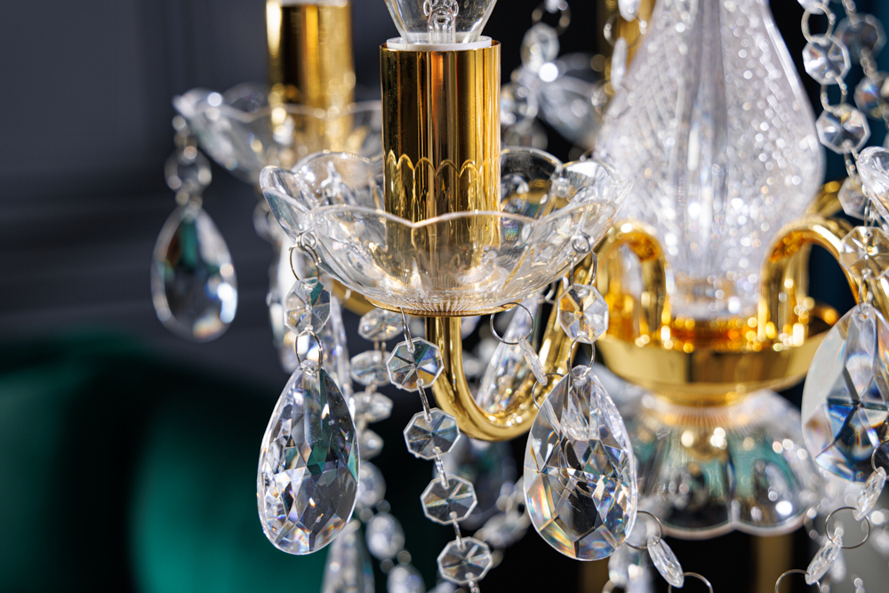 Design Kronleuchter DIAMONDS S 40cm gold Acryl 5-armig Barock Design