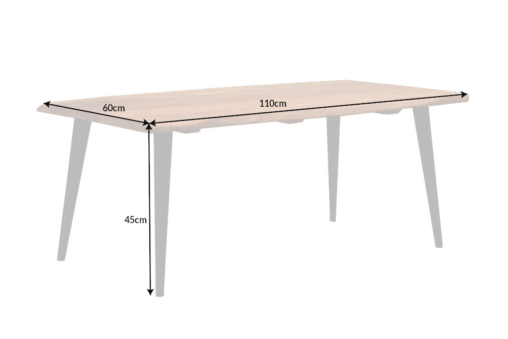 Massiver Couchtisch ORGANIC LIVING 110cm natur Akazienholz mit Baumkante