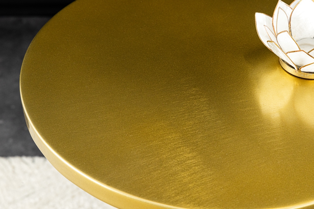 Design Beistelltisch ABSTRACT 60cm gold Metall gebürstet Patina Handarbeit rund Säulentisch