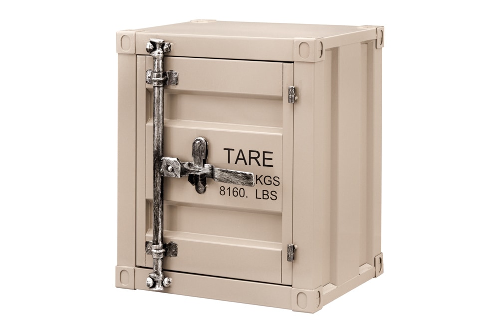 Container-Schrank GLOBETROTTER 50cm greige Metall Nachttisch Beistellschrank