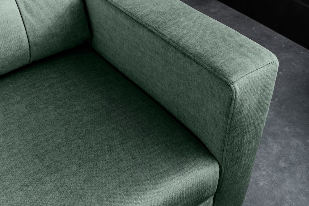 Sofa mit Schlaffunktion SMART moosgrün hochwertiger Vogue Seiden Samtstoff
