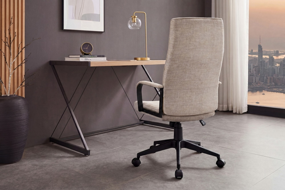 Höhenverstellbarer Bürostuhl LAZIO taupe Vogue Velours Samt drehbar mit Rollen