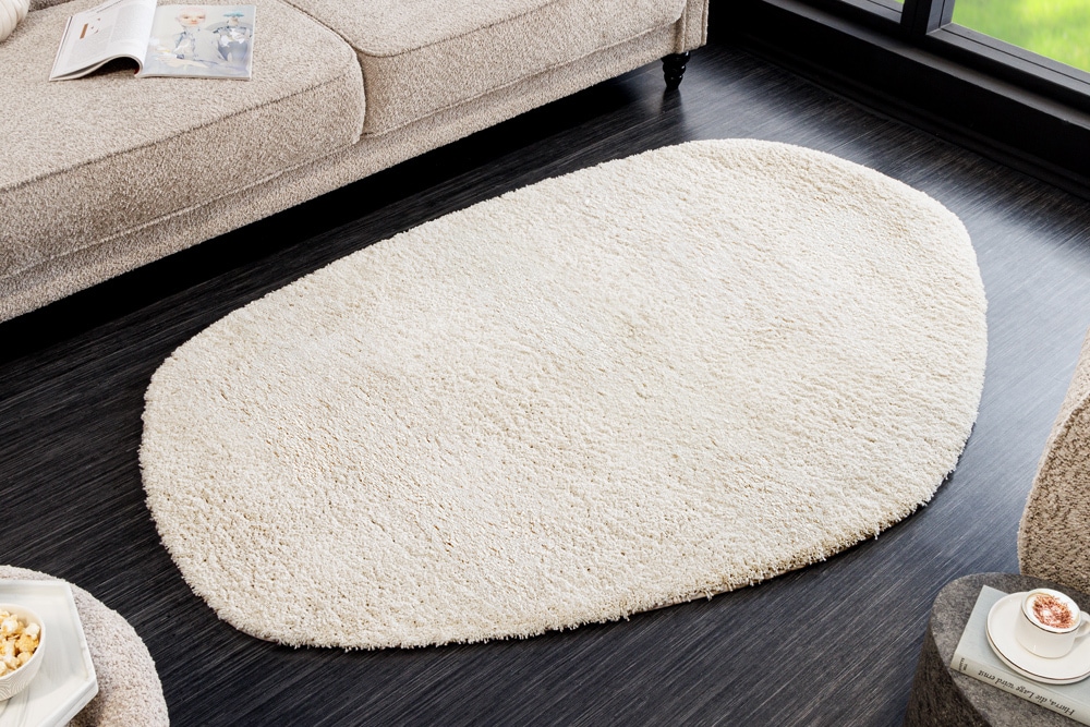 Design Teppich ORGANIC 180x120cm creme Hochflor Indoor-Teppich organische Form