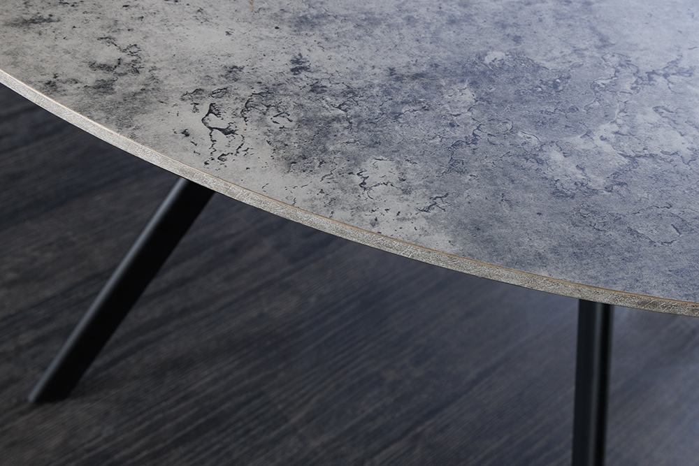 Runder Esstisch ATELIER 100cm grau Beton-Design schwarz Metall